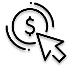 black and white icon for pay per click management