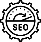 black and white icon for technical seo